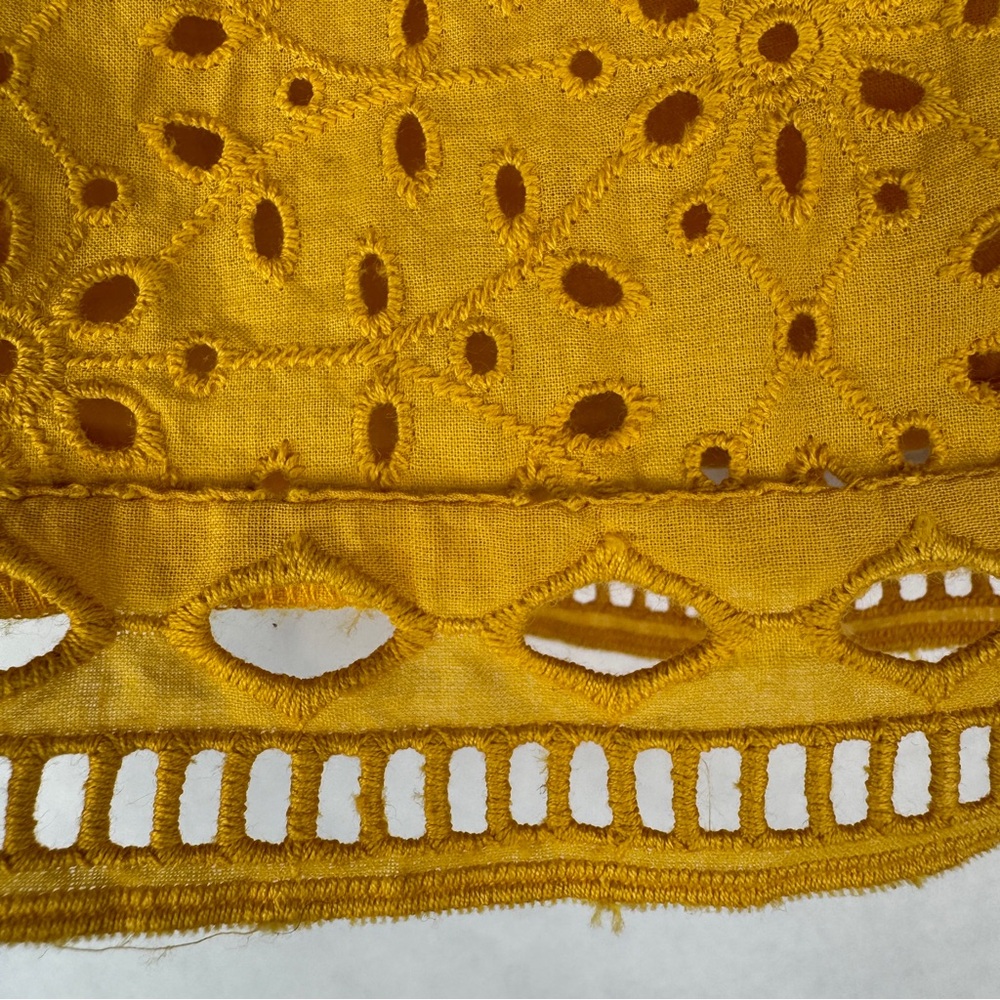ANTHROPOLOGIE / MAEVE Tilly Eyelet Blouse - Marigold Yellow - Sz 0 - Picture 7 of 12